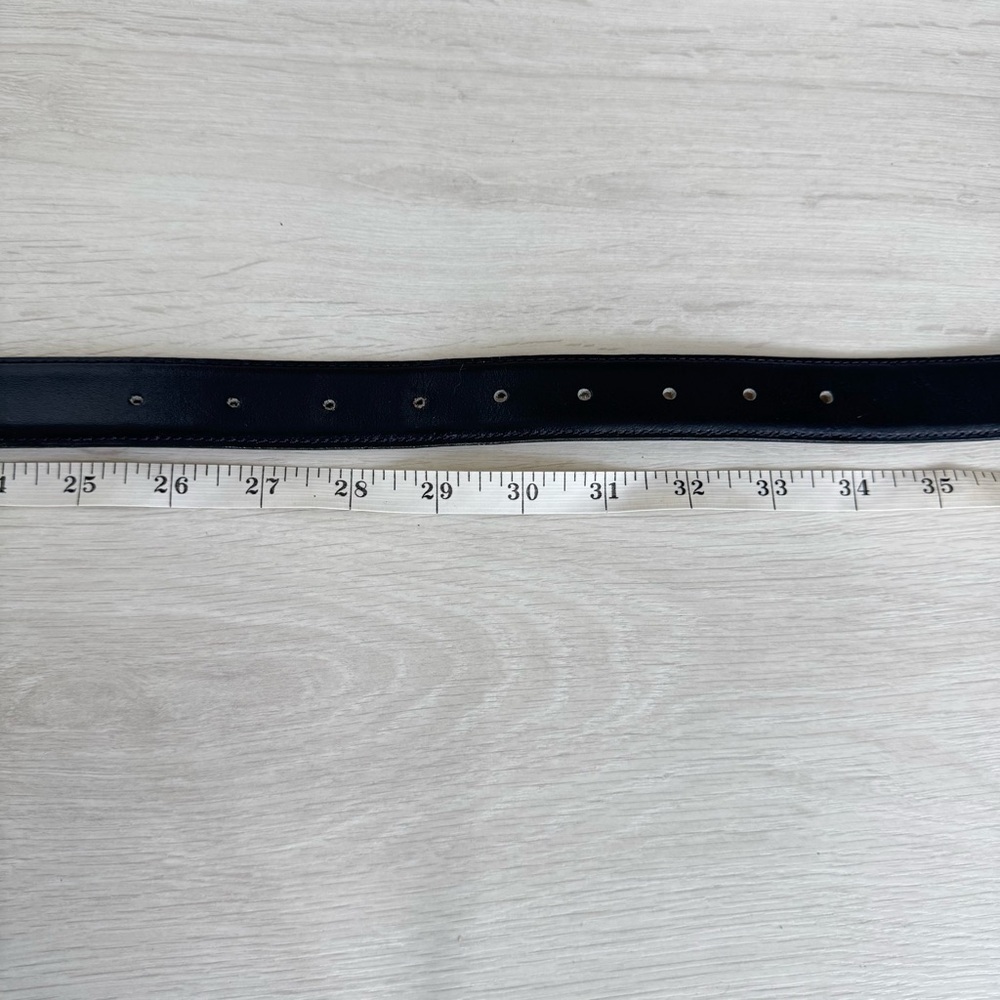 Vintage Navy Blue Capezio Leather Belt w Gold Tone Buckle - Picture 3 of 4